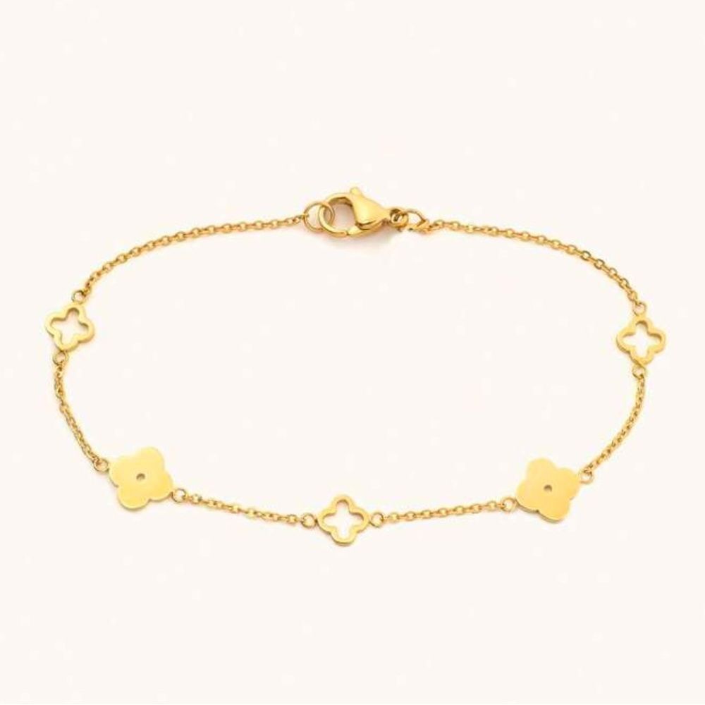 Anthropologie Gold Clover Bracelet